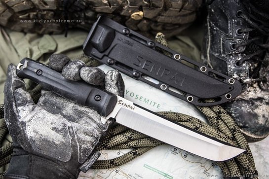 Туристический нож Senpai AUS-8 StoneWash черный